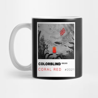 CORAL RED - white card  by COLORBLIND WorldView Mug